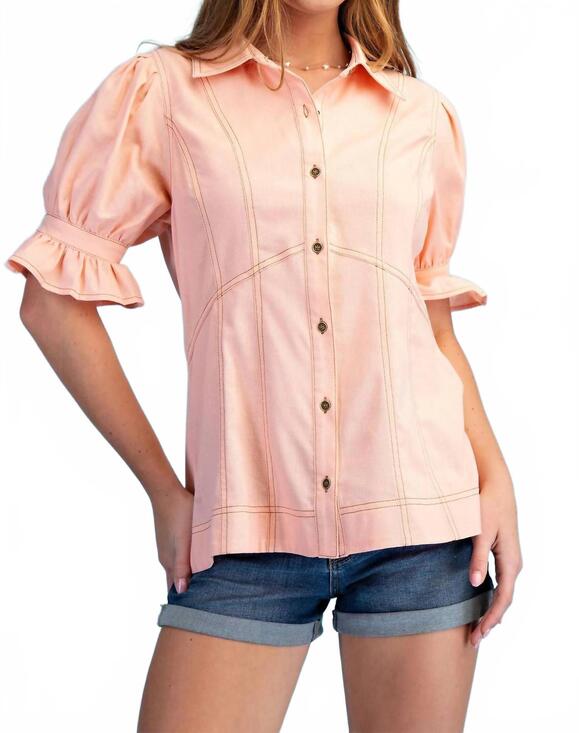 GIGIO Tops - NEW GIGIO linen button down top in pink